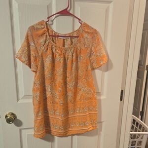 Kim Rogers Orange Paisley Blouse